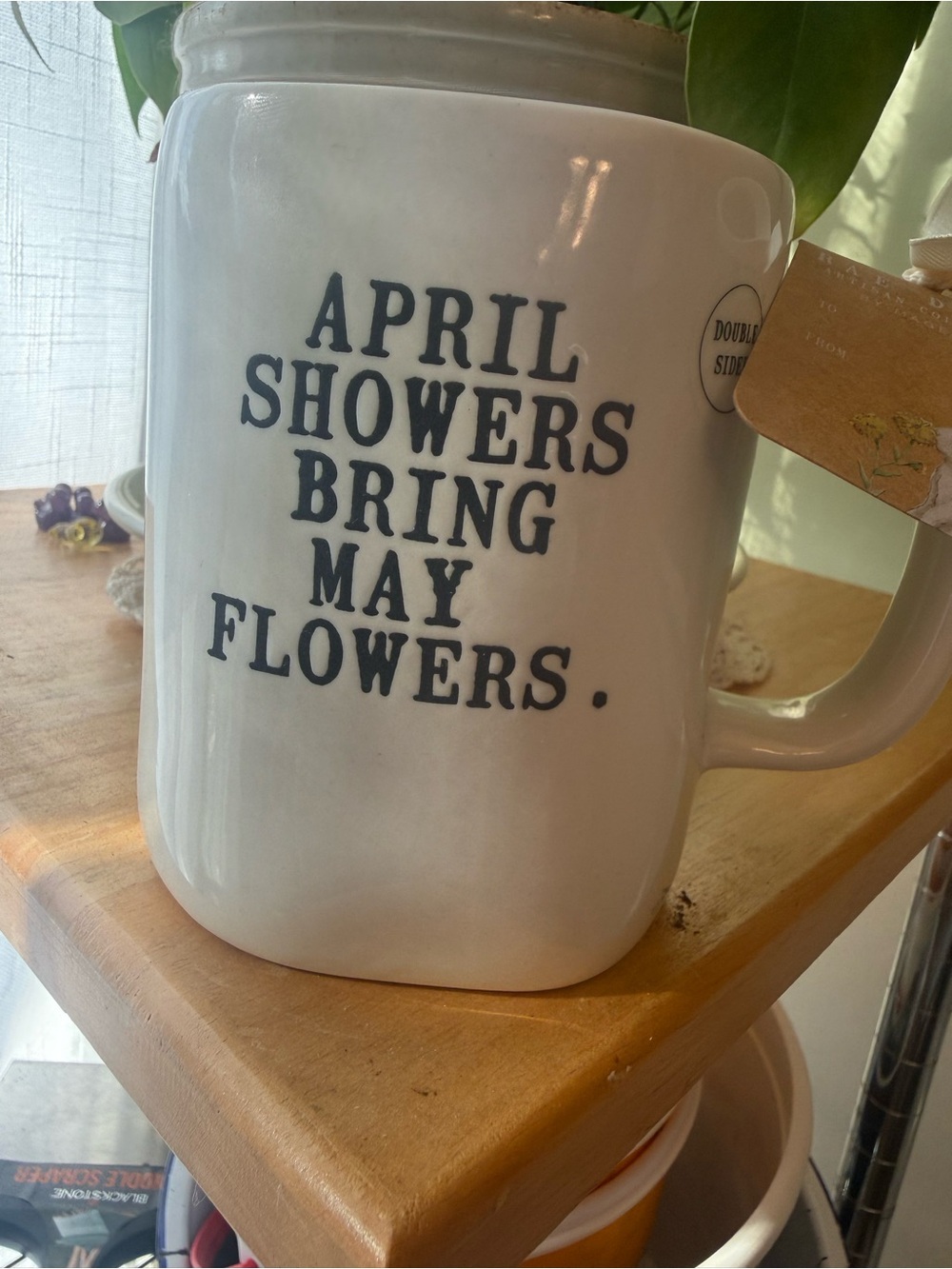 Rae Dunn “APRIL SHOWERS BRING MAY FLOWERS” Ceramic Mug